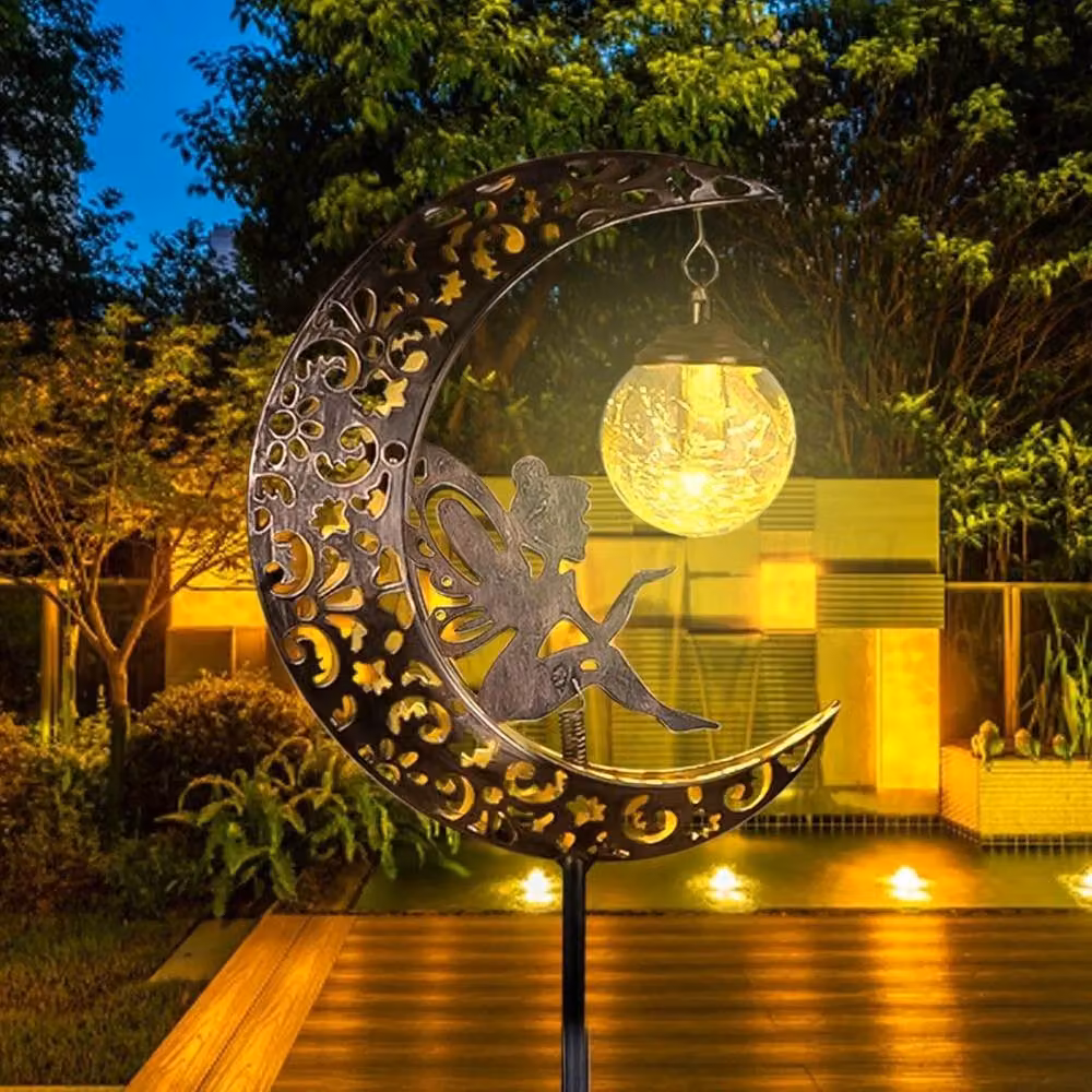 SPETLEK Solar LED Moon Light in Gold for Garden and Patio Decor – 3