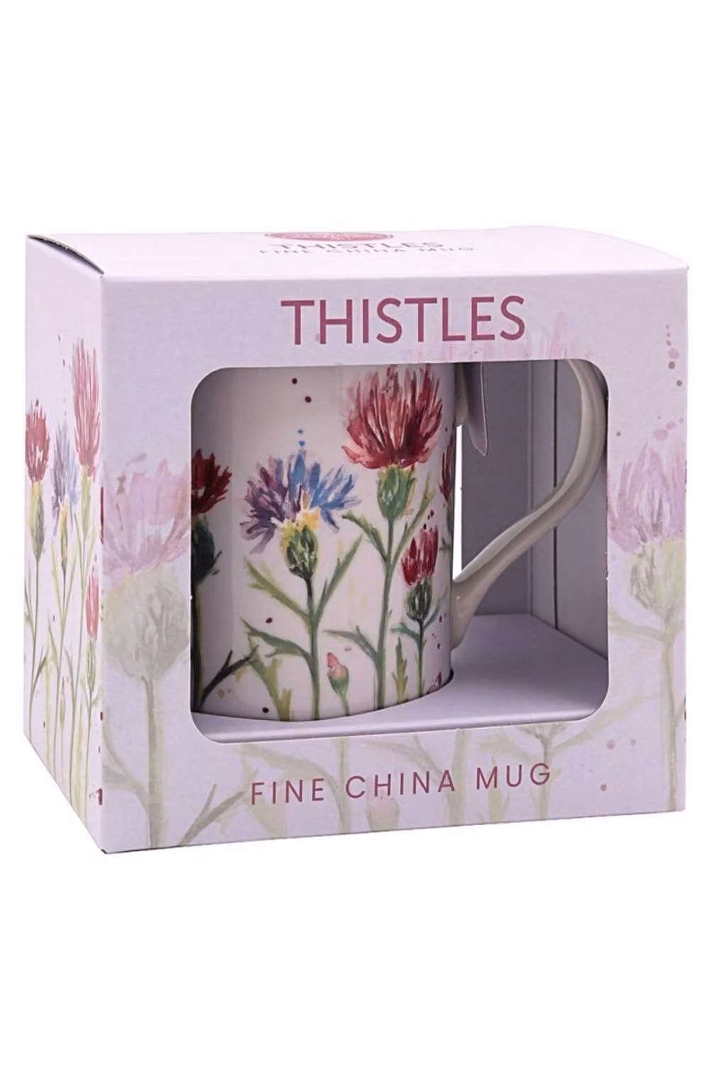 KDMD White Thistle Floral Patterned Ceramic Mug – 2