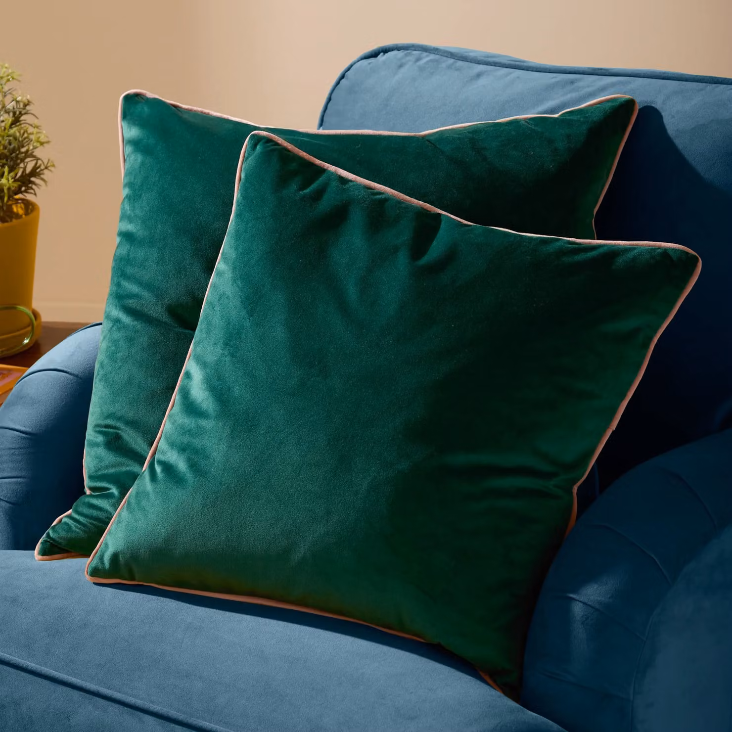 Furn Meridian Velvet Square Cushion in Green and Pink, W/D/H: 55 x 55 x 55 cm – 7