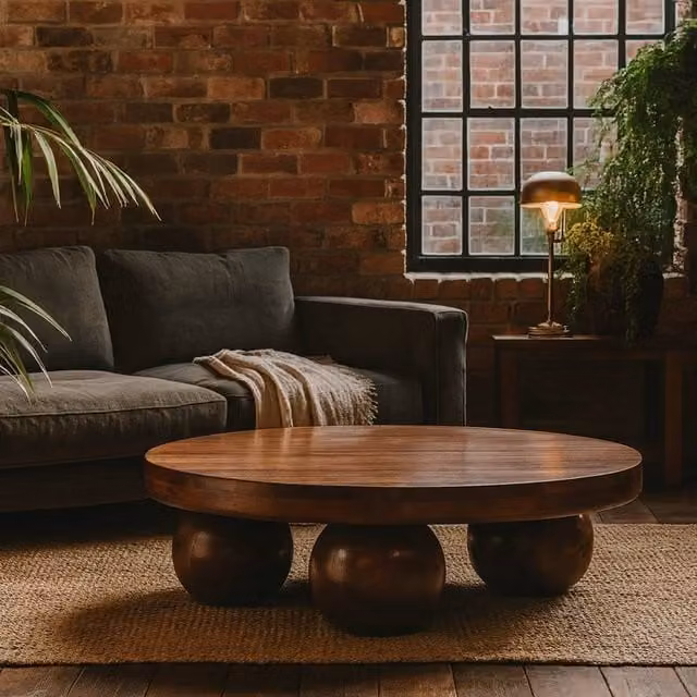 Wyld Haus Reims Round Mango Wood Coffee Table in Brown, W: 80 cm, D: 80 cm, H: 23 cm – 1