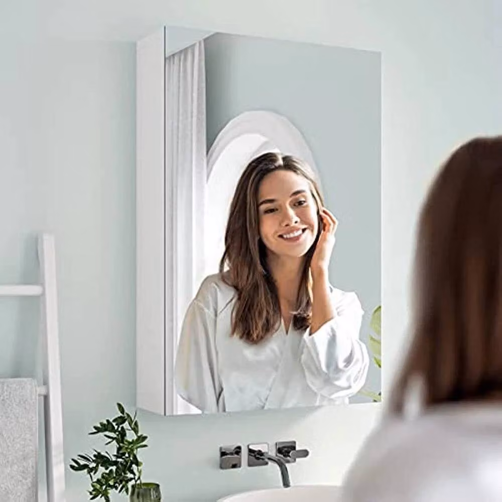 NESTLUNE White Single Door Mirrored Bathroom Storage Cabinet, W: 30 cm, H: 50 cm, D: 12.5 cm – 3