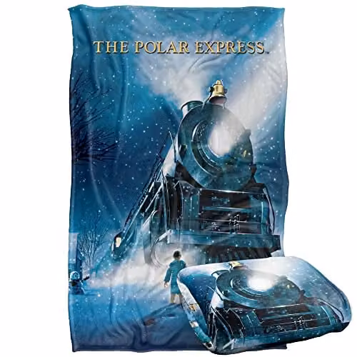 LOGOVISION Polar Express Poster Super Soft Fleece Blanket, Multicolour, W: 91.44 cm, L: 147.32 cm – 1