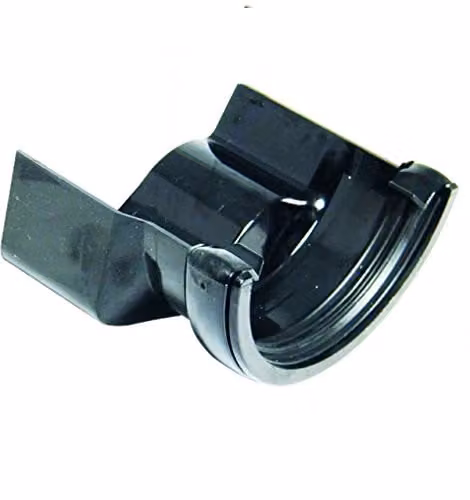 Floplast 114mm Square Left Hand Iron Ogee Gutter Adapter, Black