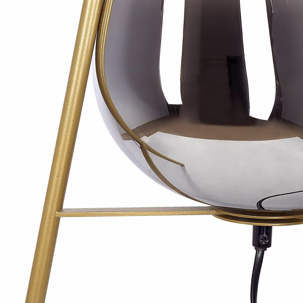 Wyld and Coco Gold Metal Table Lamp with Smoked Glass Shade – 3
