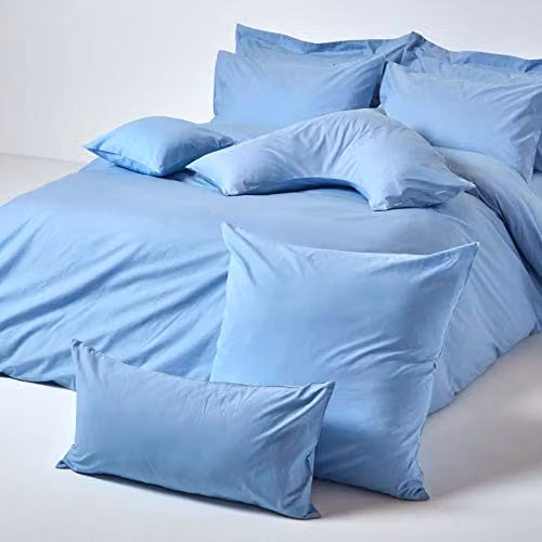 Homescapes Blue Egyptian Cotton Euro Pillowcase with Zip, W/D/H: 80 x 80 cm – 2