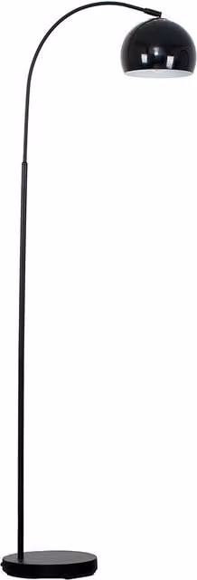 Curva Black Floor Lamp with Gloss Black Metal Dome Shade