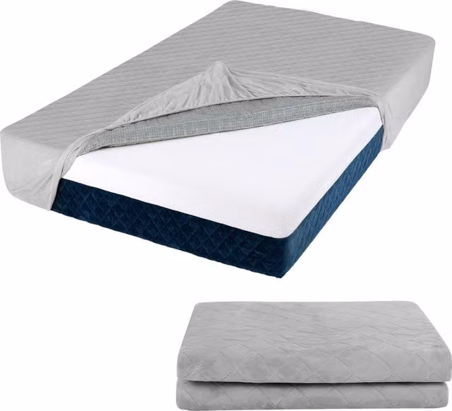 COSTWAY Luxury Super Soft Velvet Mattress Topper in Grey, Single Size