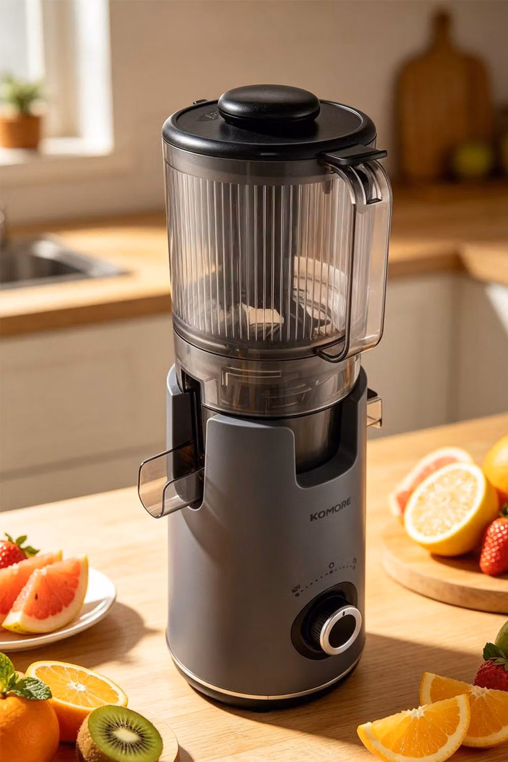 ExtraStar 300W Slow Masticating Cold Press Juicer with Lid, Grey – 2