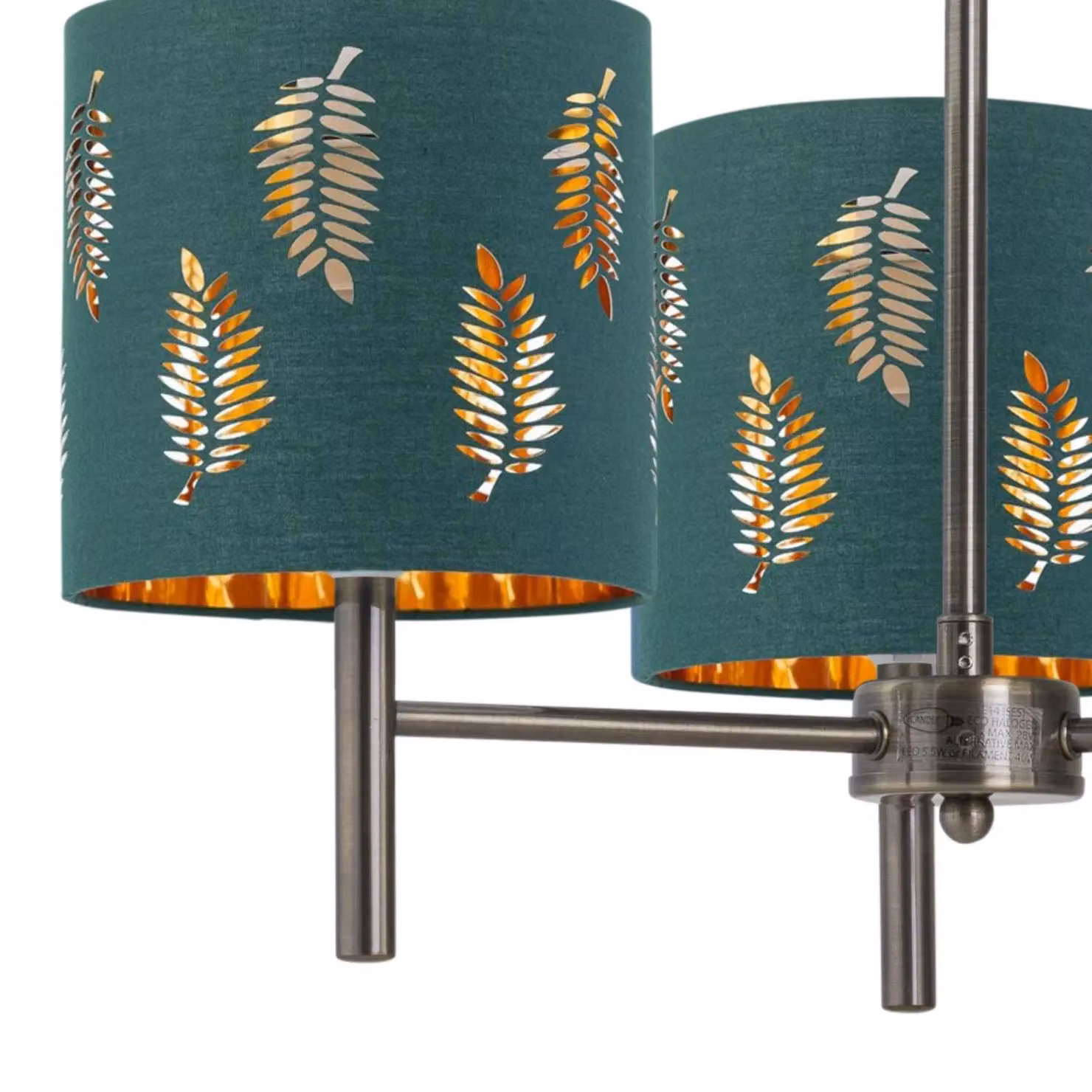 First Choice Lighting Brea Antique Brass 3 Light Ceiling Fitting with Green Fabric Shades – 2