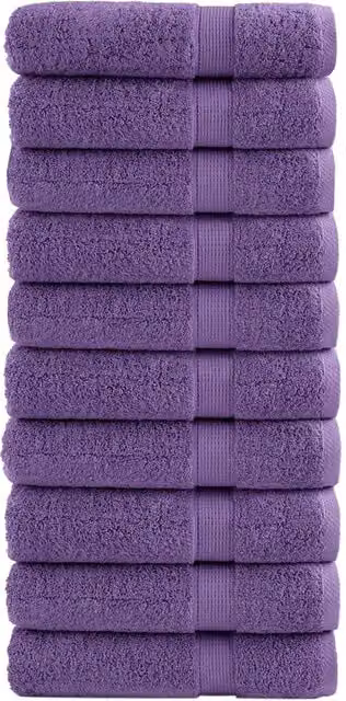 Berkfield Home SOLUND Premium Cotton Terry Shower Towels, Purple, 10 Pack, W: 70 cm, L: 140 cm, 600 gsm