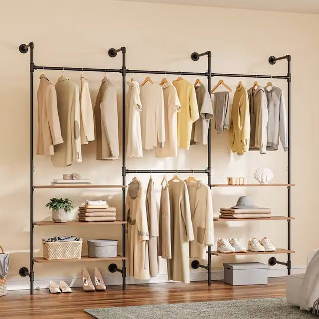 SoBuy Industrial Open Wardrobe Clothes Rack in Black Matt Metal and MDF