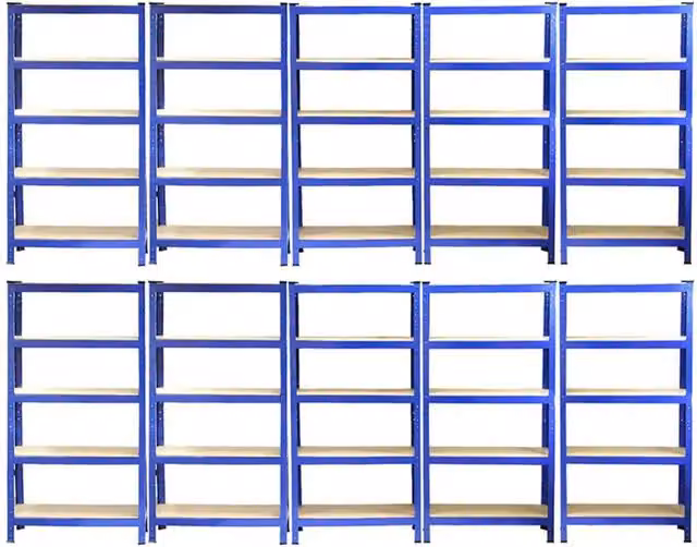 Monster Racking T-Rax Heavy Duty Steel Shelving Units, Blue, W: 75 cm, D: 30 cm, H: 150 cm – 2
