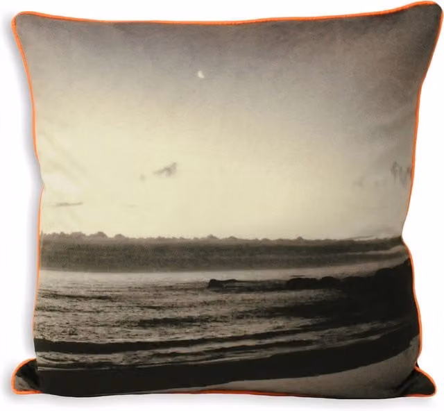 Make It A Home Neon Coast Square Graphic Cushion in Green, Black and Multicolour