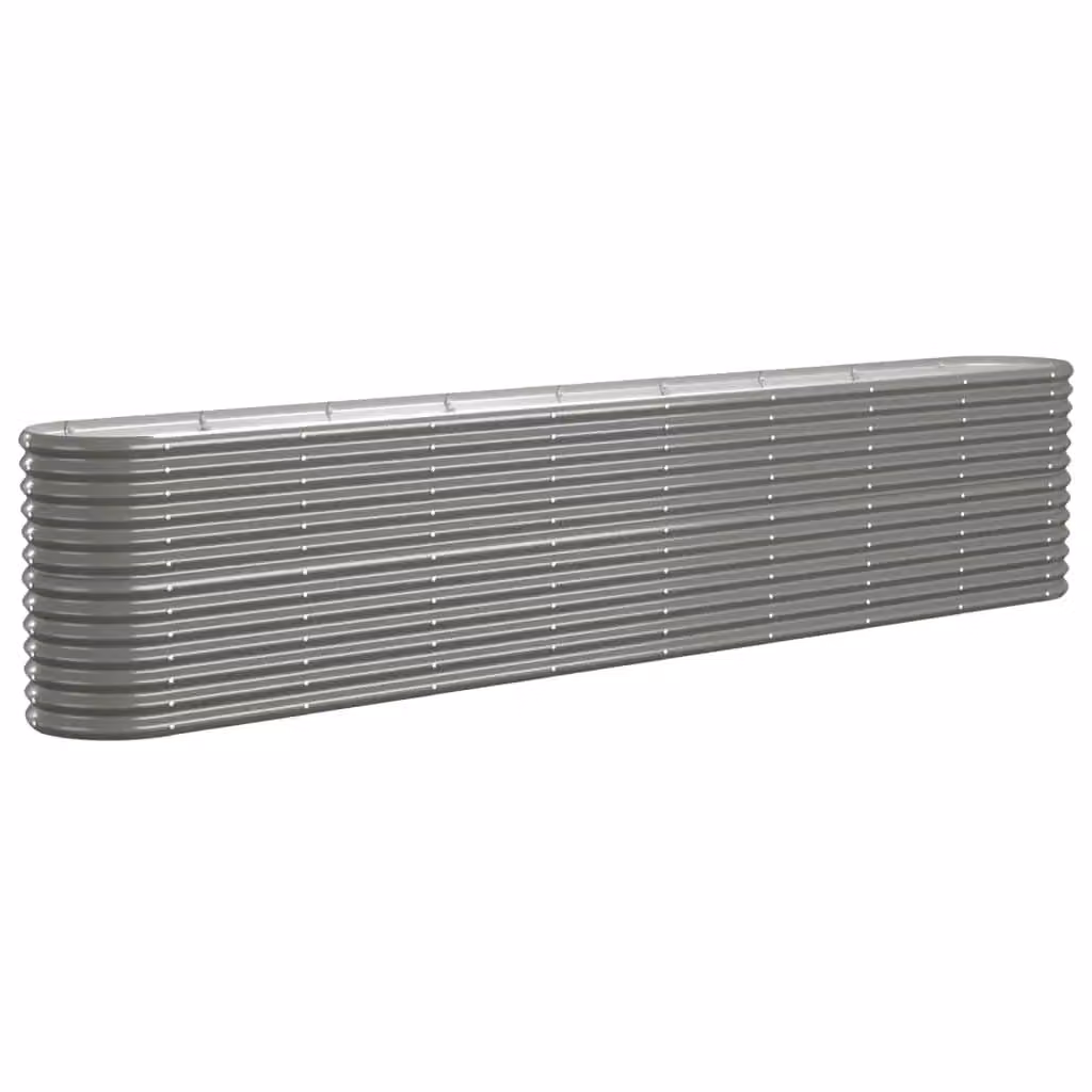 Berkfield Home Garden Powder-coated Steel Raised Bed in Grey, W/D/H: 332 x 40 x 68 cm – 2