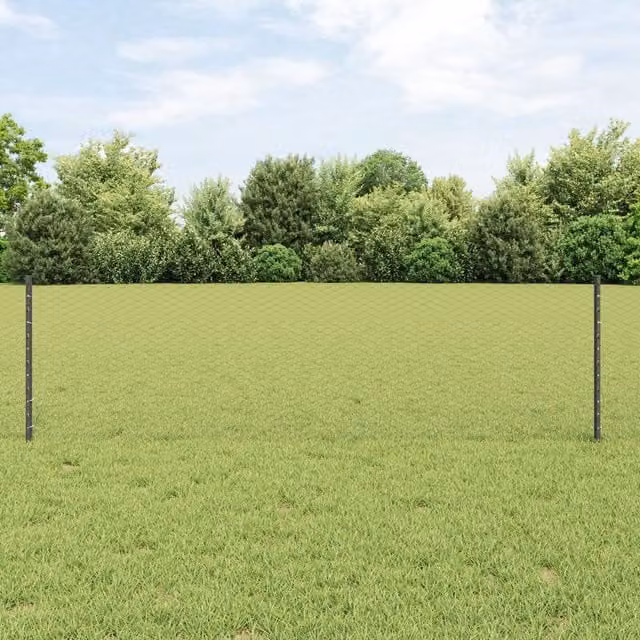 Berkfield Home Grey Steel Hexagon Fence and U-Channel Fence Posts Set, 11 x 60 cm Posts and 0.6 x 50 m Fence Mesh