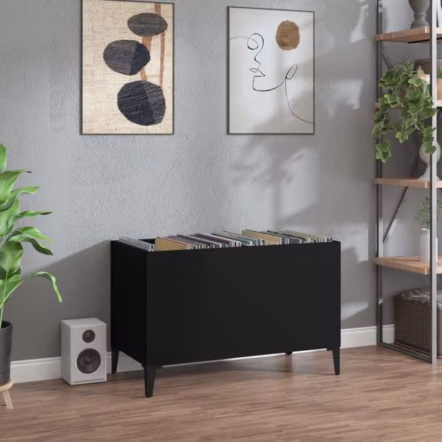 Berkfield Home Black Industrial Record Cabinet with Media Compartments, W: 74.5 cm, D: 38 cm, H: 48 cm – 1