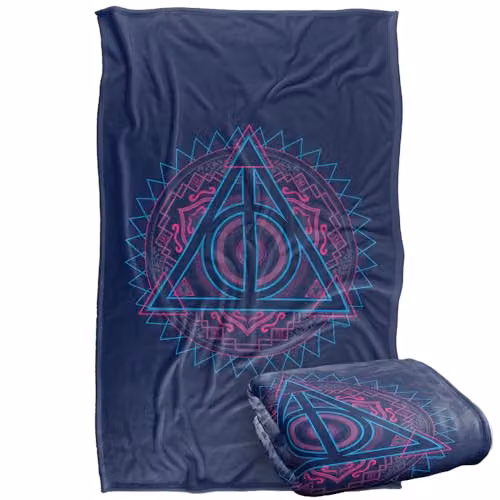 LOGOVISION Harry Potter Deathly Hallows Super Soft Fleece Throw Blanket, Multicolour, W: 91.44 cm x D: 91.44 cm x H: 147 cm – 1