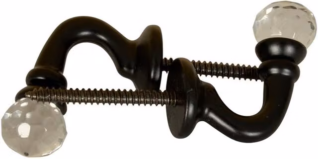 Terrys Black Glass Wall Mounted Tie Back Hooks (Pair)