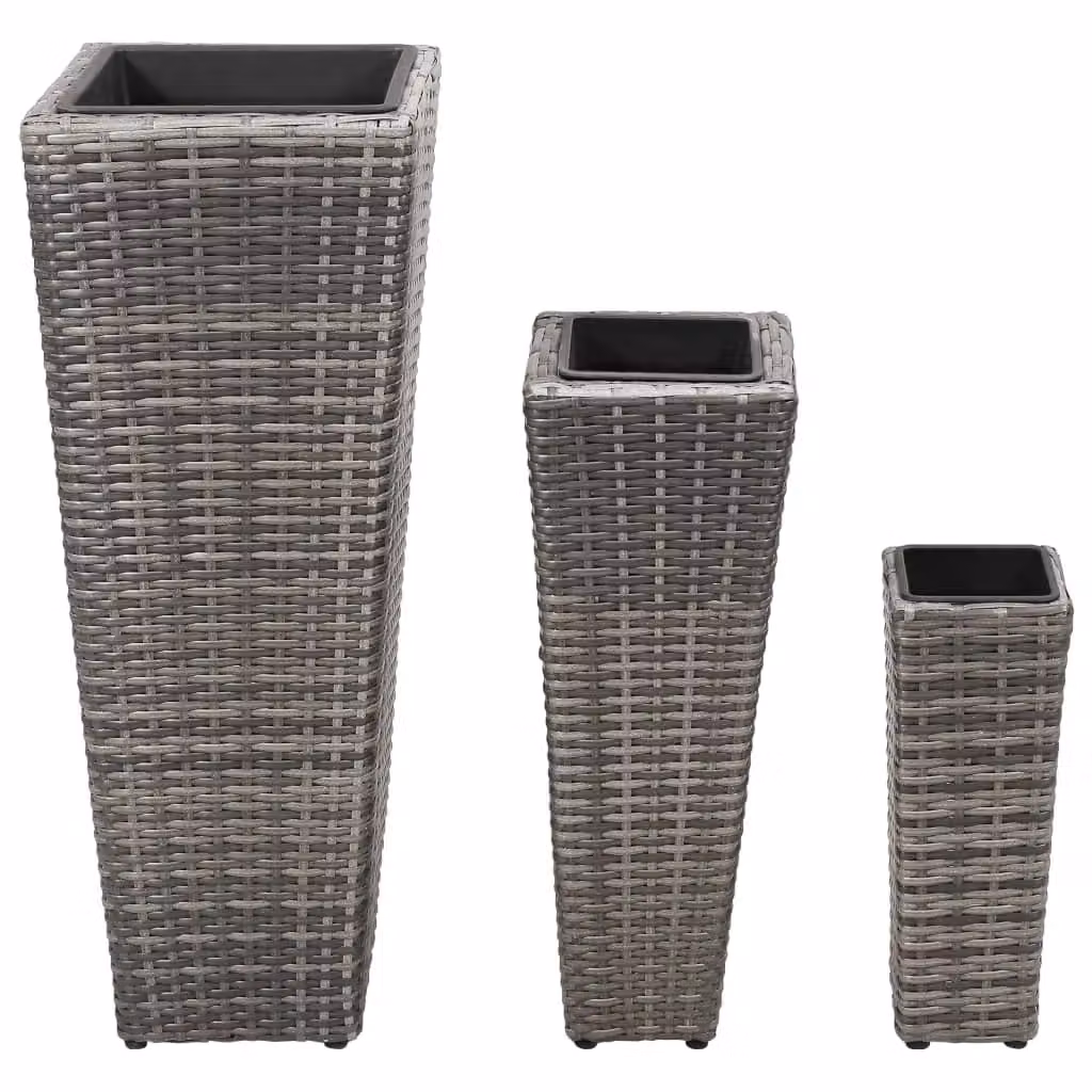 Berkfield Home Garden 3 Piece Poly Rattan Raised Bed Set in Grey – 2
