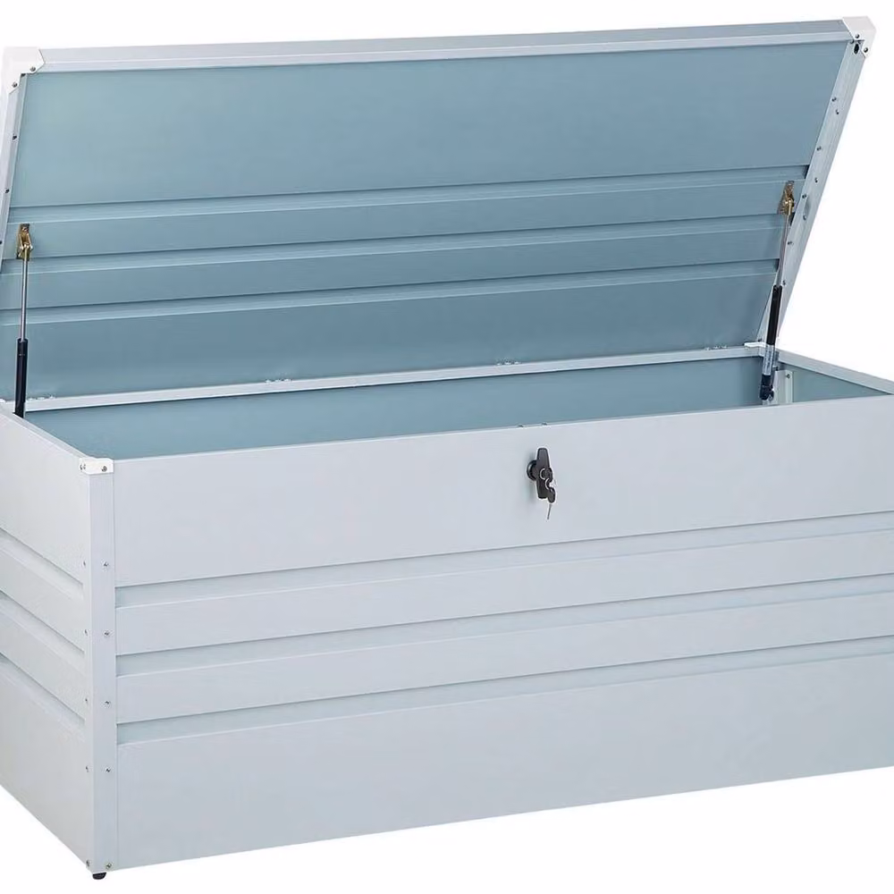 Wyld and Coco Outdoor Storage Box in Matt Grey Galvanised Steel, W/D/H: 132 x 62 x 64 cm – 2