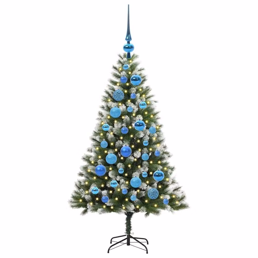 Berkfield Home Artificial Hinged Christmas Tree with Flocked Snow, Green, Height: 120 cm – 3