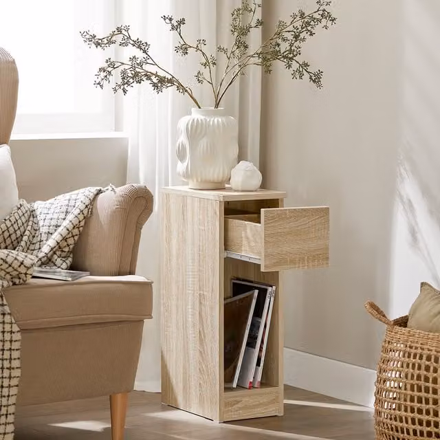 SoBuy Modern Rectangular Bedside Corner Nightstand Table in White, Yellow or Beige