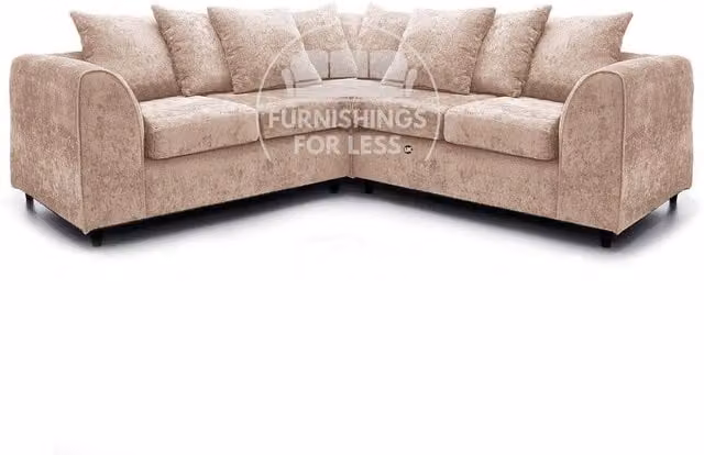 Furnishings For Less UK Monaco 5 Seater L-Shaped Chenille Fabric Sofa in Beige