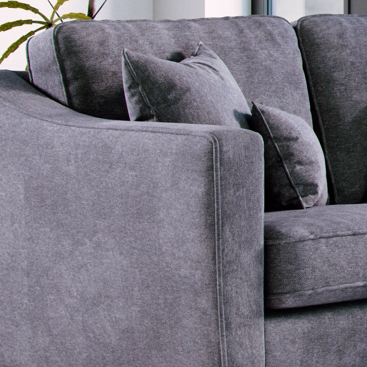 The Great Sofa Company Jackson 3 Seater Grey Chenille Fabric Sofa with Scatter Cushions – 3