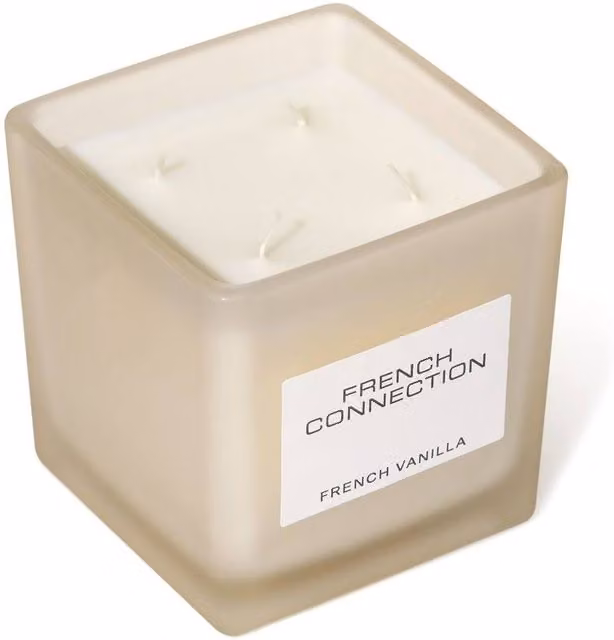 French Connection Square Range French Vanilla 4-Wick Candle, 800g, Off-White