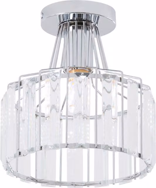 Livingandhome Stylish Crystal Ceiling Light in White and Chrome with E27 Bulb Holder