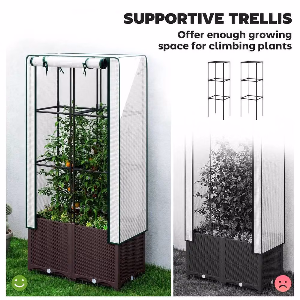 Kelvenix Plastic Vegetable Planter with Trellis in Brown, H 140 x W 80 x D 40 cm – 4