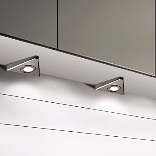 Loops Modern Triangle Under Cabinet Kitchen Light and Driver Kit with Warm White LED and Brushed Nickel Bezel – 2