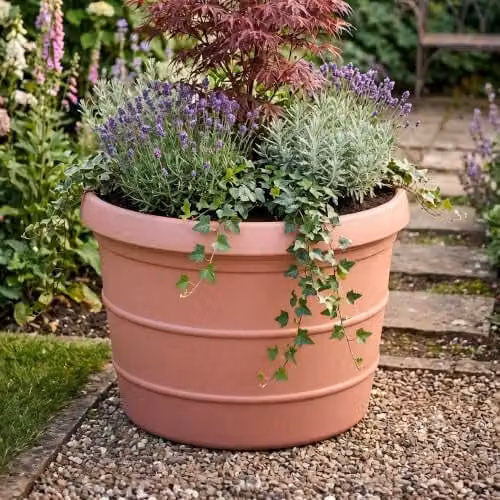 Trifibre Classic Roto Moulded Planter Tub in Terracotta and Brown, Width: 86 cm, Depth: 63 cm – 1