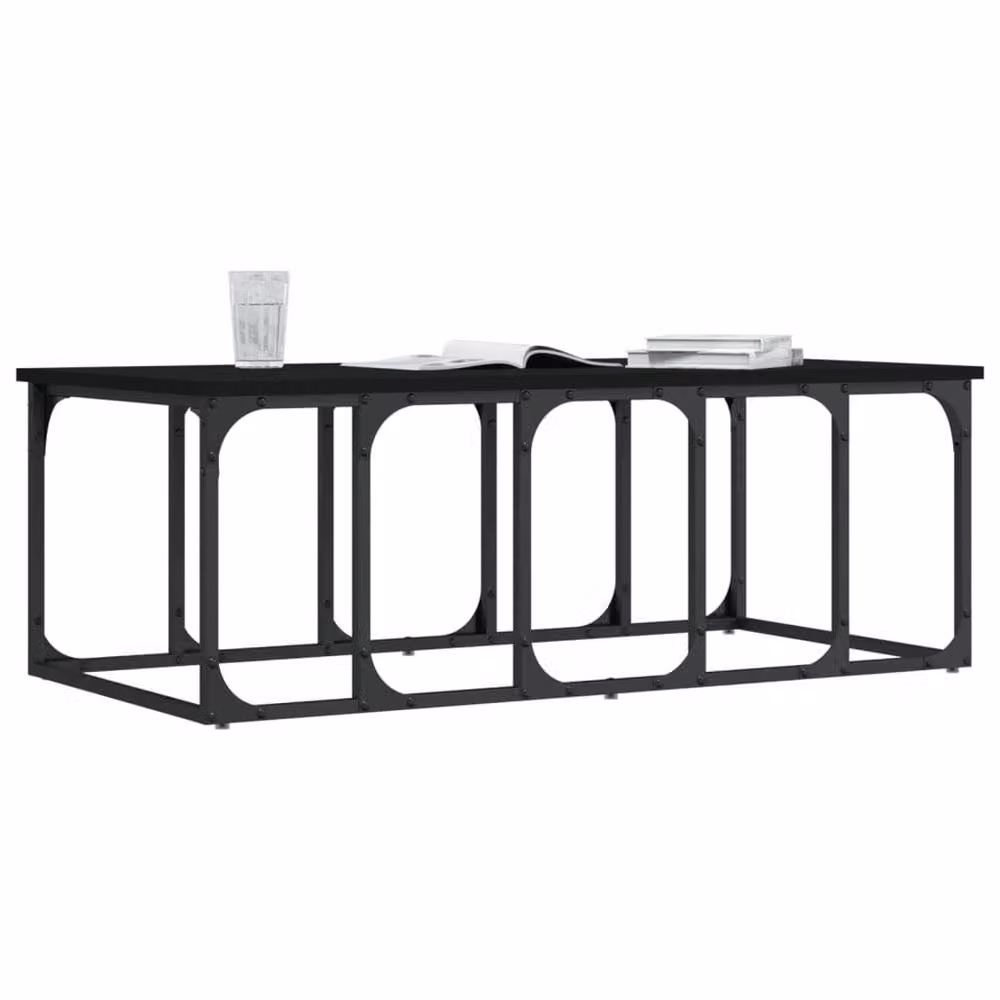 Berkfield Home Modern Black Rectangular Coffee Table, W/D/H: 100 x 50 x 35.5 cm – 3