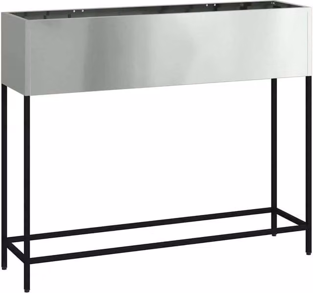 Berkfield Home Raised Garden Planter in Silver Galvanised Steel, W: 100 cm, D: 26 cm, H: 82 cm – 1