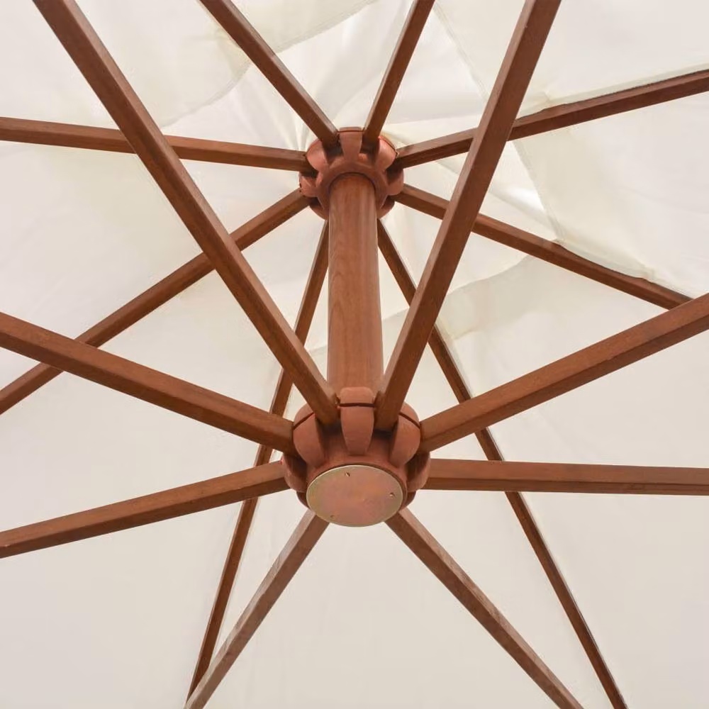 Berkfield Home White Cantilever Hanging Parasol with Wooden Pole, W: 300 cm x D: 300 cm – 2