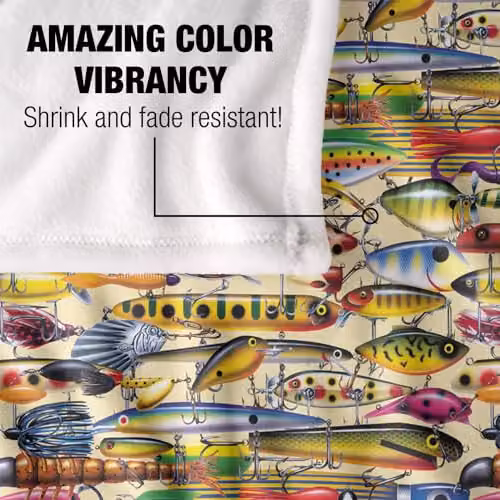 JQ Licensing Fishing Lures Pattern 2 Super Soft Fleece Throw Blanket in White, W/D: 152 x 127 cm – 3