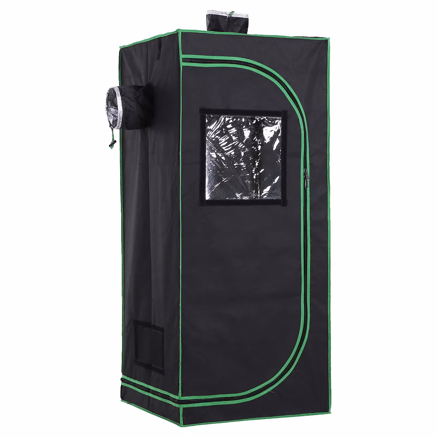 Outsunny Mylar Hydroponic Grow Tent with Floor Tray for Indoor Plants, Black, W/D/H: 60 x 60 x 140 cm – 2