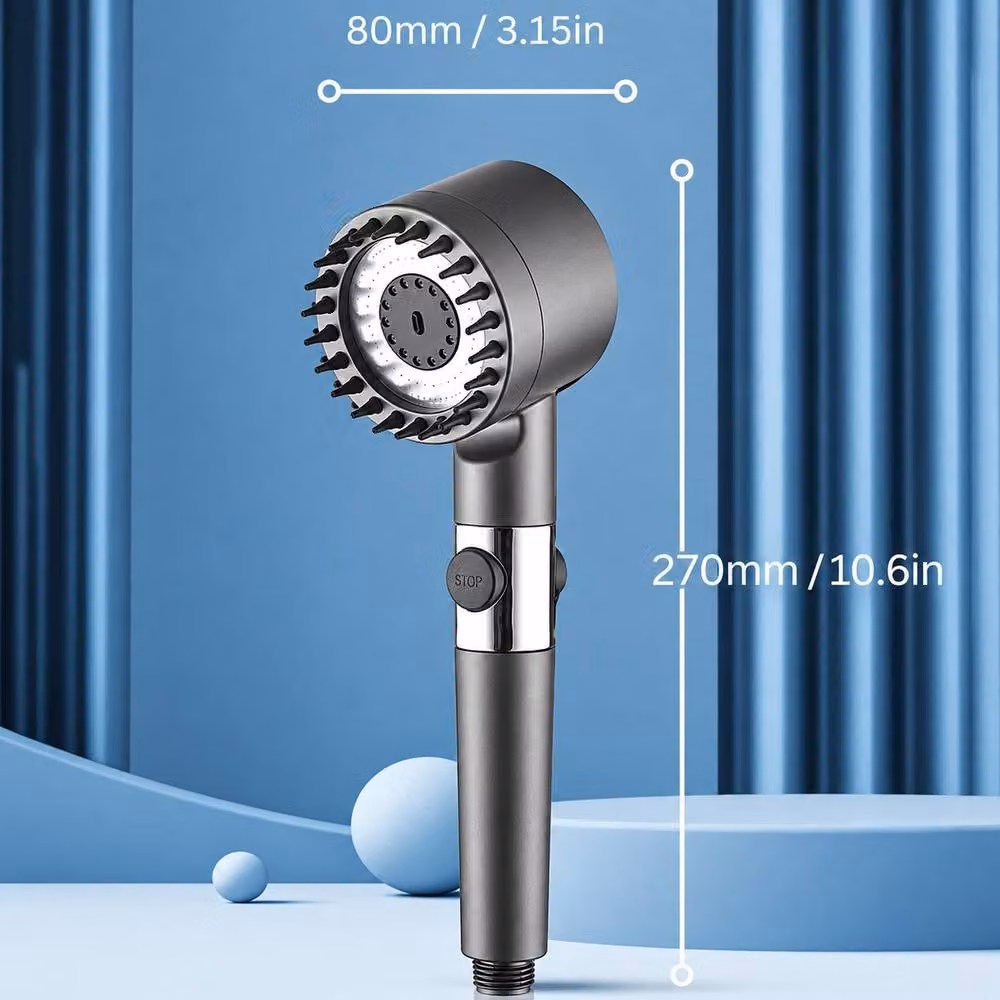 YnysTec Handheld Shower Head Set with 1.5m Hose and Holder in Grey Gunmetal with 3 Spray Modes and Anti-Limescale Feature – 2