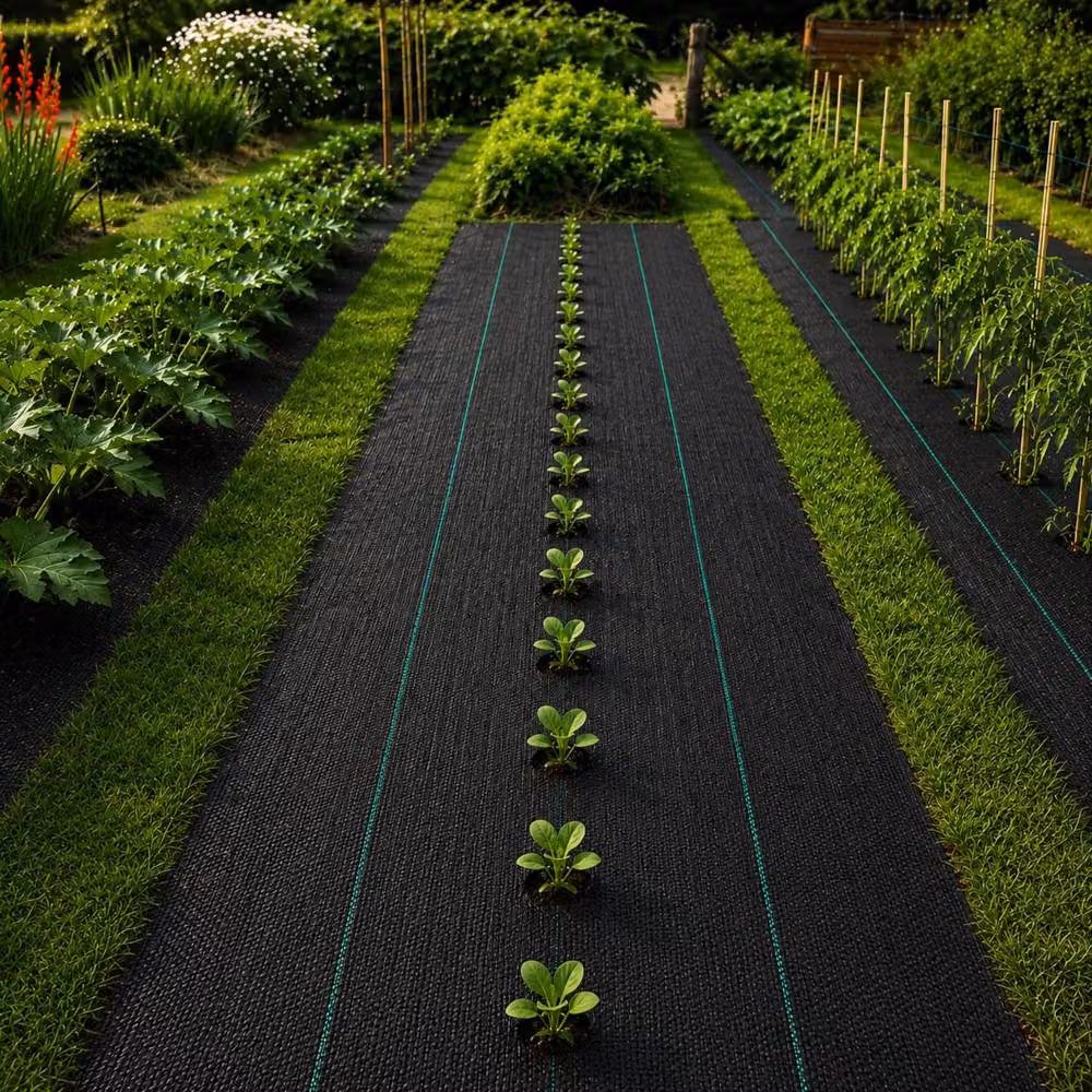 Shatchi 5-Pack Heavy Duty Woven Garden Weed Barrier Fabric Membrane, Black, W: 2 m, L: 50 m per roll – 2