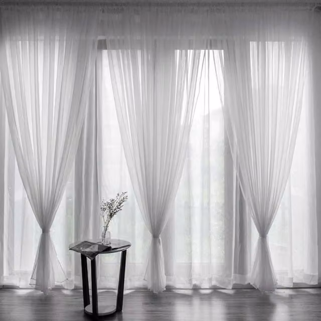 Livingandhome White Sheer Voile Window Curtain Panel, W: 100 cm, H: 200 cm