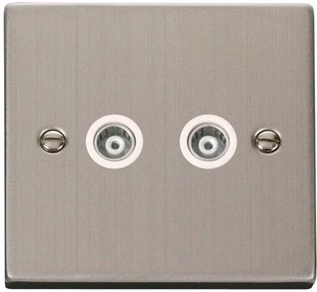SE HOME Modern Stainless Steel Flush Coaxial Socket with White Plate