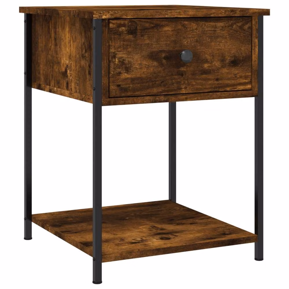 Berkfield Home Set of 2 Smoked Oak Bedside Tables in Brown, W/D/H: 44 x 45 x 58 cm – 3