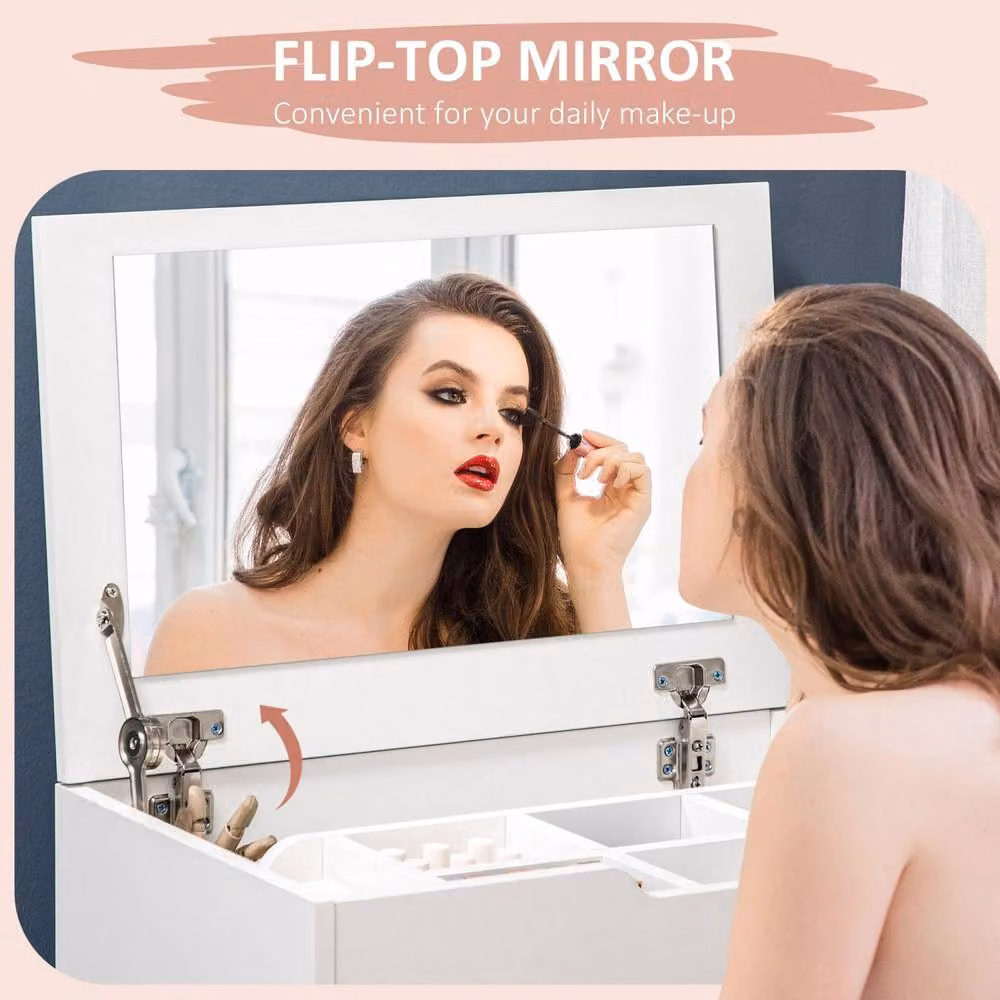 Wyld Haus Nohadi White Matt Dressing Table with Flip Up Mirror – 4