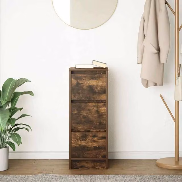 Berkfield Home Smoked Oak Sideboard in Brown, W/D/H: 29.5 x 34 x 76 cm