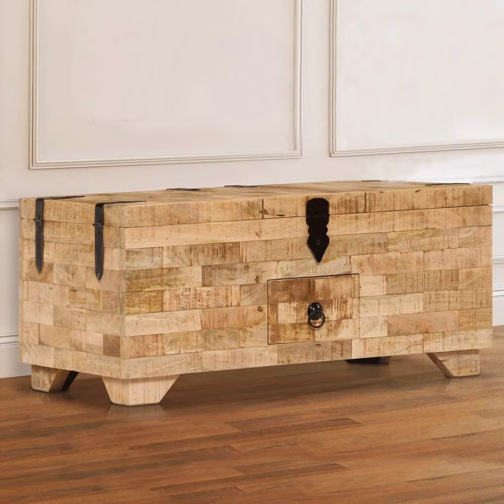 Berkfield Home Durable Solid Mango Wood Coffee Table in Brown, W/D/H: 80 x 40 x 35 cm – 4