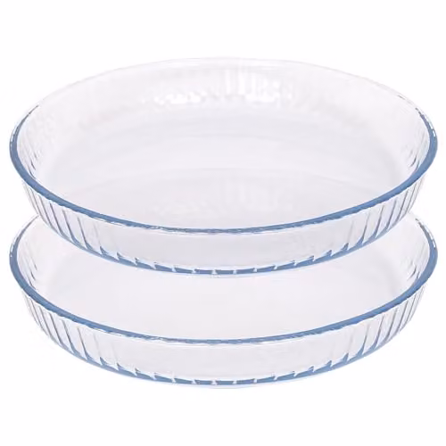 Argon Tableware Optical Round Glass Oven Dishes, Transparent, W/D/H: 32 x 32 x 5 cm