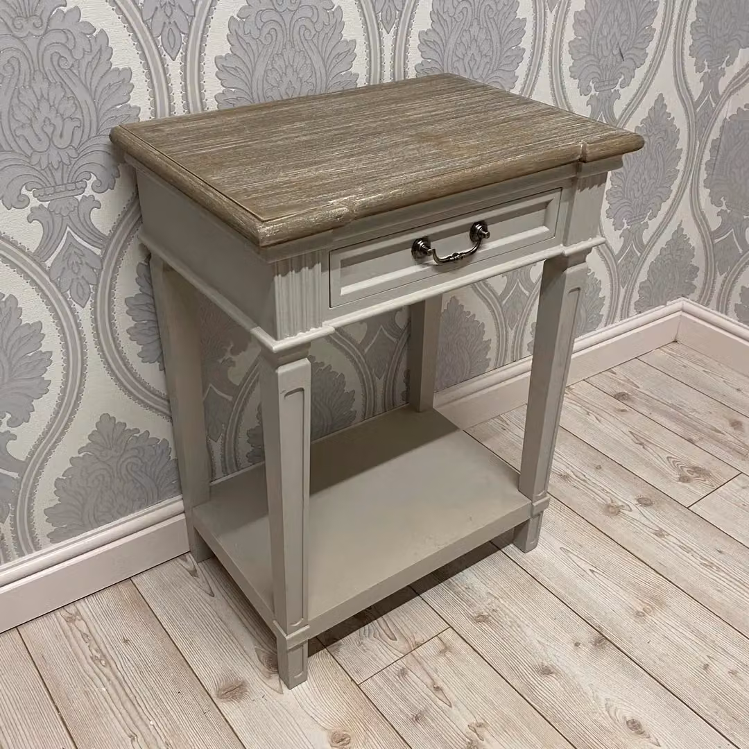 Minster 1 Drawer Wood Side Table in White, W: 60 cm, D: 40 cm, H: 78 cm – 2