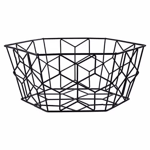 Premier Housewares Vertex Contour Geometric Metal Fruit Basket in Black – 1