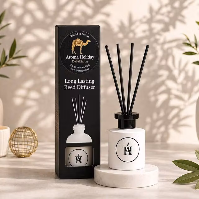 AromaHoliday Dubai Luxury Travel Destination 100ml Reed Diffuser in Multicolour and White – 1